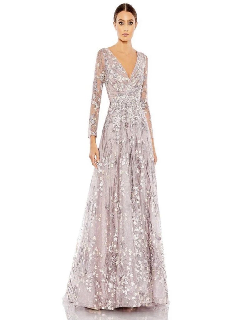 Mac Duggal Gown Dress Womens Size 24 Embroidered Illusion Floral 20402